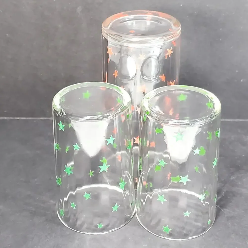 Vtg Kraft Foods Swanky Swigs Stars Optic Glass Juice Tumbler MCM Tableware